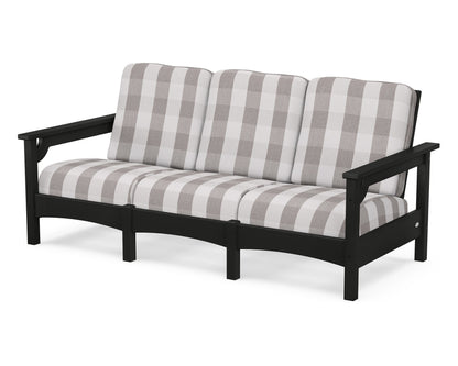 POLYWOOD® Club Sofa in Black / Buffalo Plaid Grey Mist