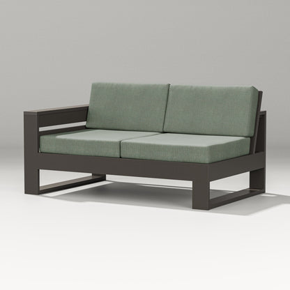 PW Designer Series Latitude Modular Left Arm Loveseat in Vintage Coffee / Cast Sage