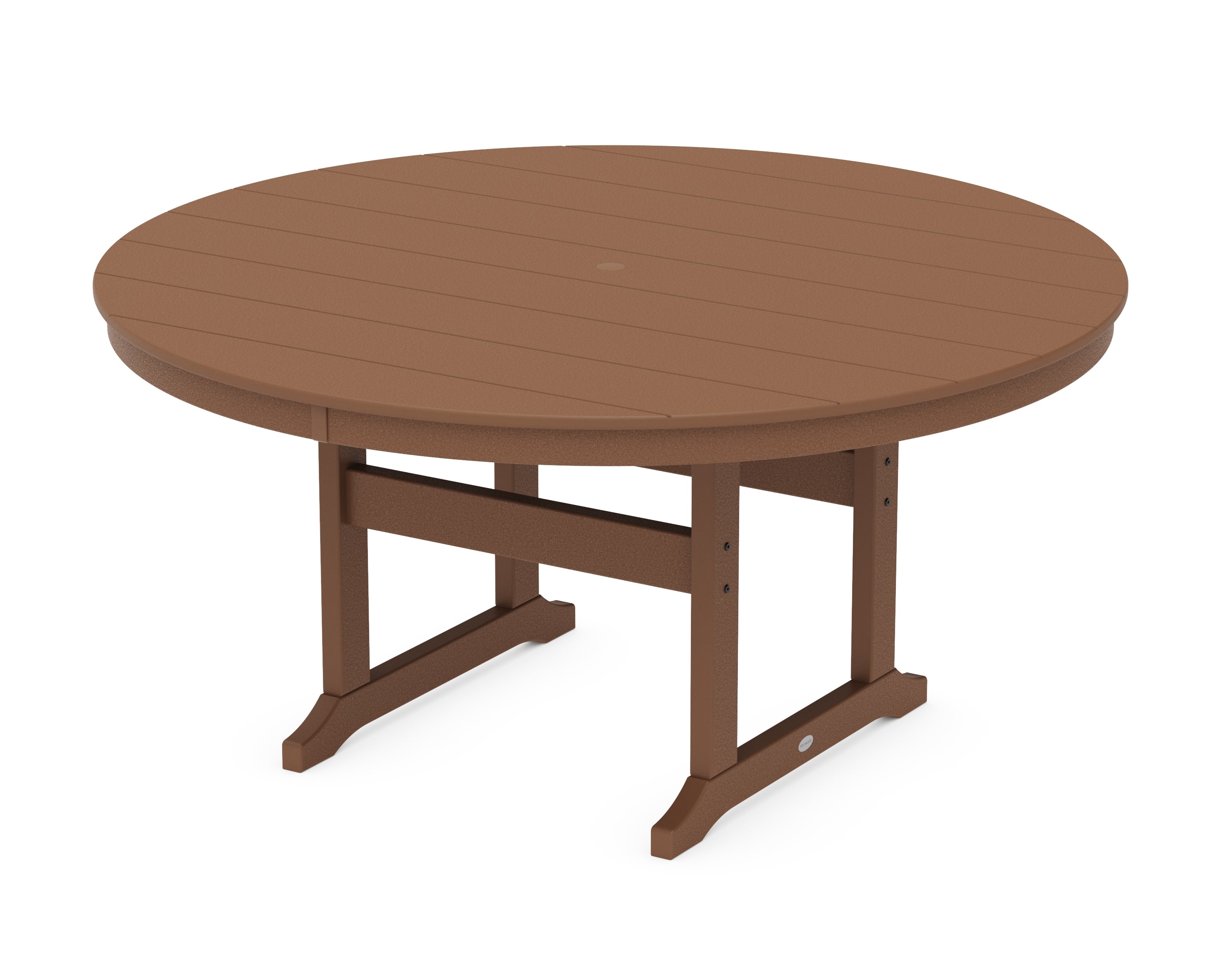 POLYWOOD® 60" Round Farmhouse Dining Table in Teak