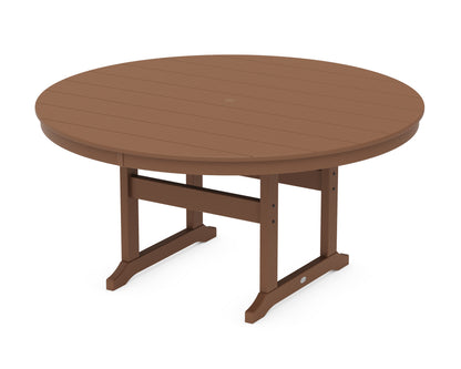 POLYWOOD® 60" Round Farmhouse Dining Table in Teak