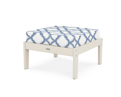 Country Living Cottage Deep Seating Ottoman in Sand / Trellis Sky Blue