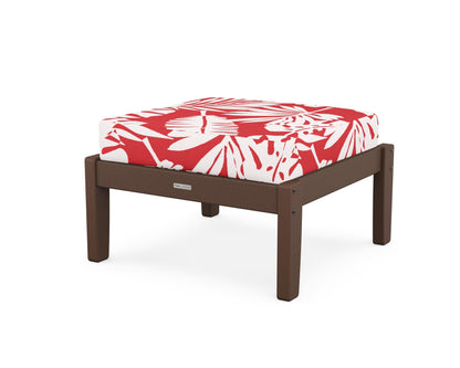 Martha Stewart by POLYWOOD® Chinoiserie Deep Seating Ottoman in Mahogany / Leaf Crimson