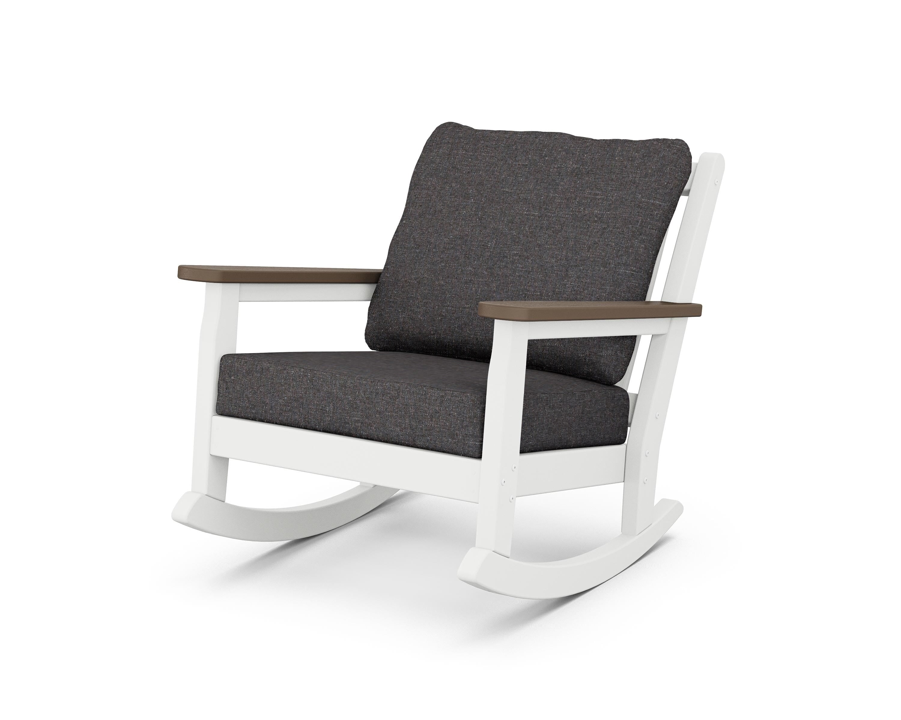 POLYWOOD® Chippendale Deep Seating Rocking Chair in White / Kona / Ash Charcoal