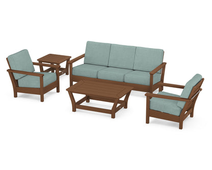 POLYWOOD® Harbour 5-Piece Deep Seating Set in Teak / Glacier Spa