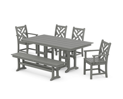POLYWOOD® Chippendale 6-Piece Farmhouse Dining Set in Slate Grey