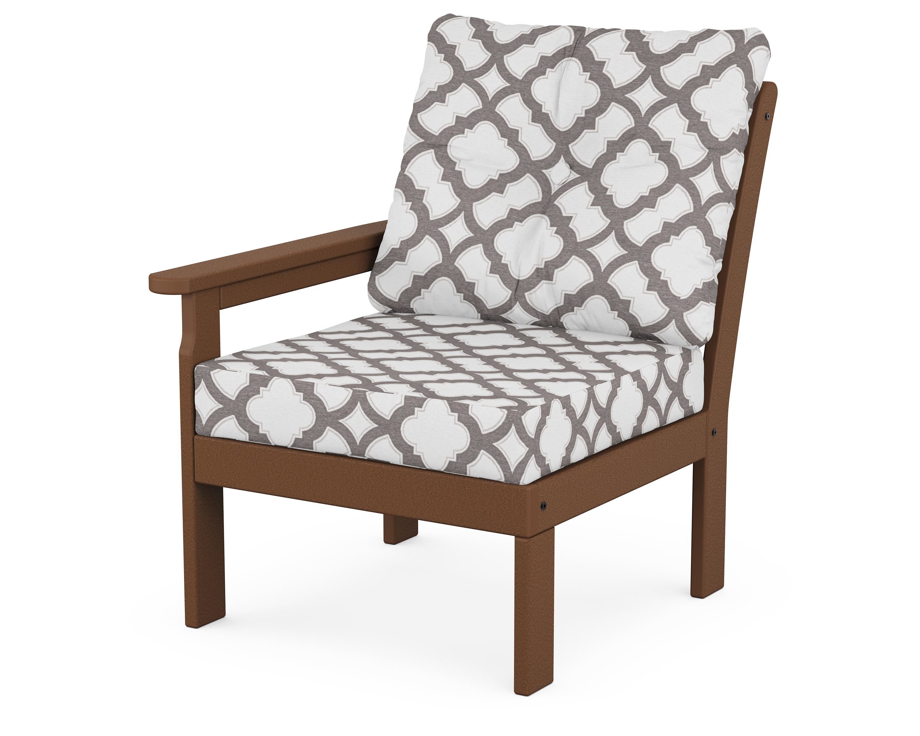 POLYWOOD® Vineyard Modular Left Arm Chair in Teak / Trellis Grey Mist