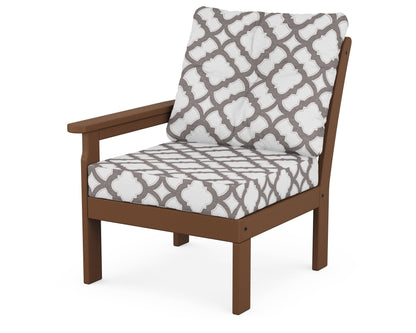 POLYWOOD® Vineyard Modular Left Arm Chair in Teak / Trellis Grey Mist