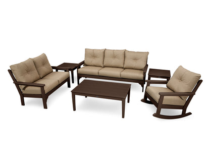 POLYWOOD® Vineyard 6-Piece Deep Seating Set in Mahogany / Sesame