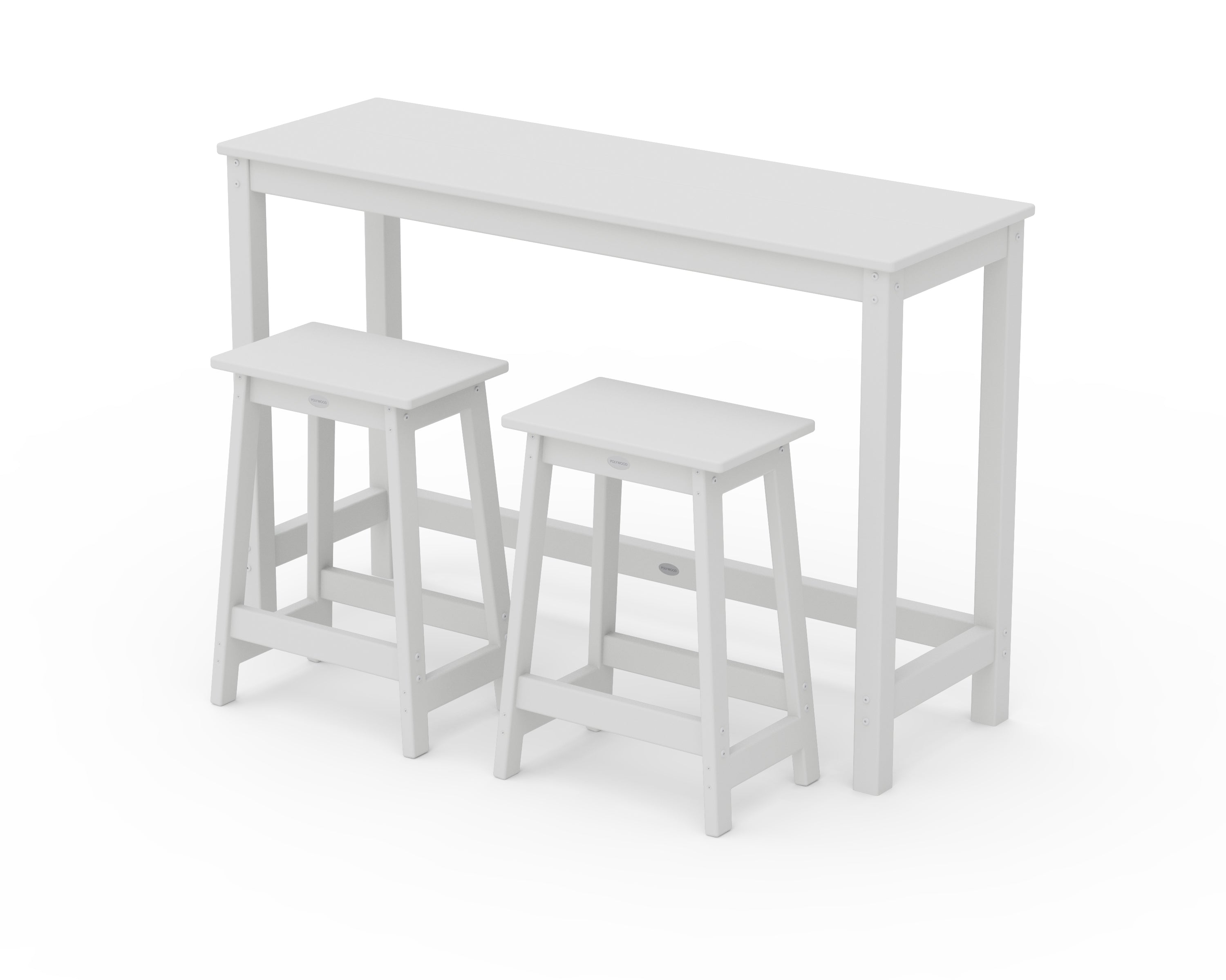 POLYWOOD® Modern Studio Stool 3-Piece Counter Balcony Set in White