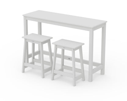 POLYWOOD® Modern Studio Stool 3-Piece Counter Balcony Set in White
