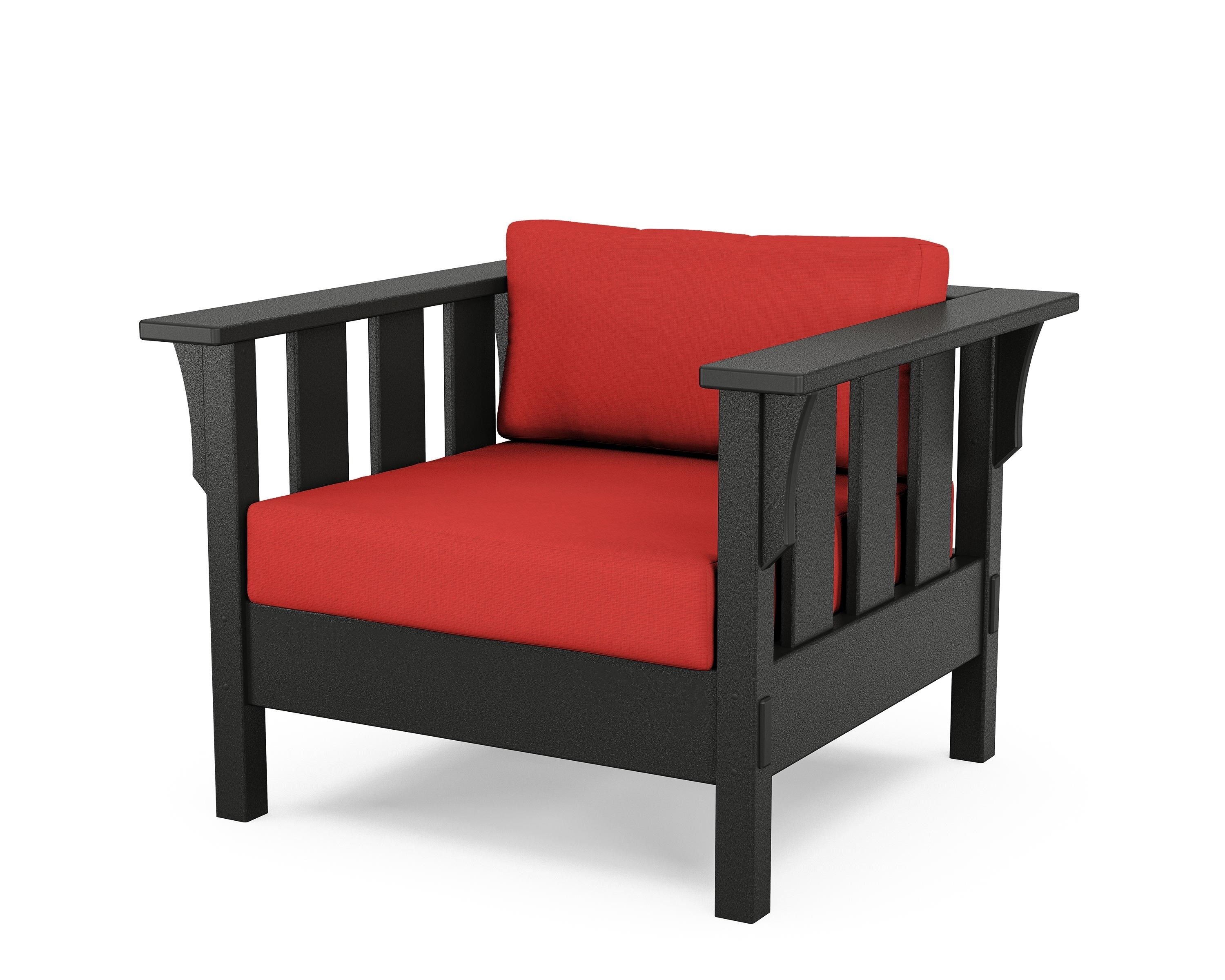 Martha Stewart by POLYWOOD® Acadia Deep Seating Chair in Black / Crimson Linen