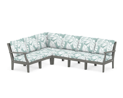 POLYWOOD® Braxton Modular 6-Piece Deep Seating Set in Slate Grey / Leaf Glacier Spa