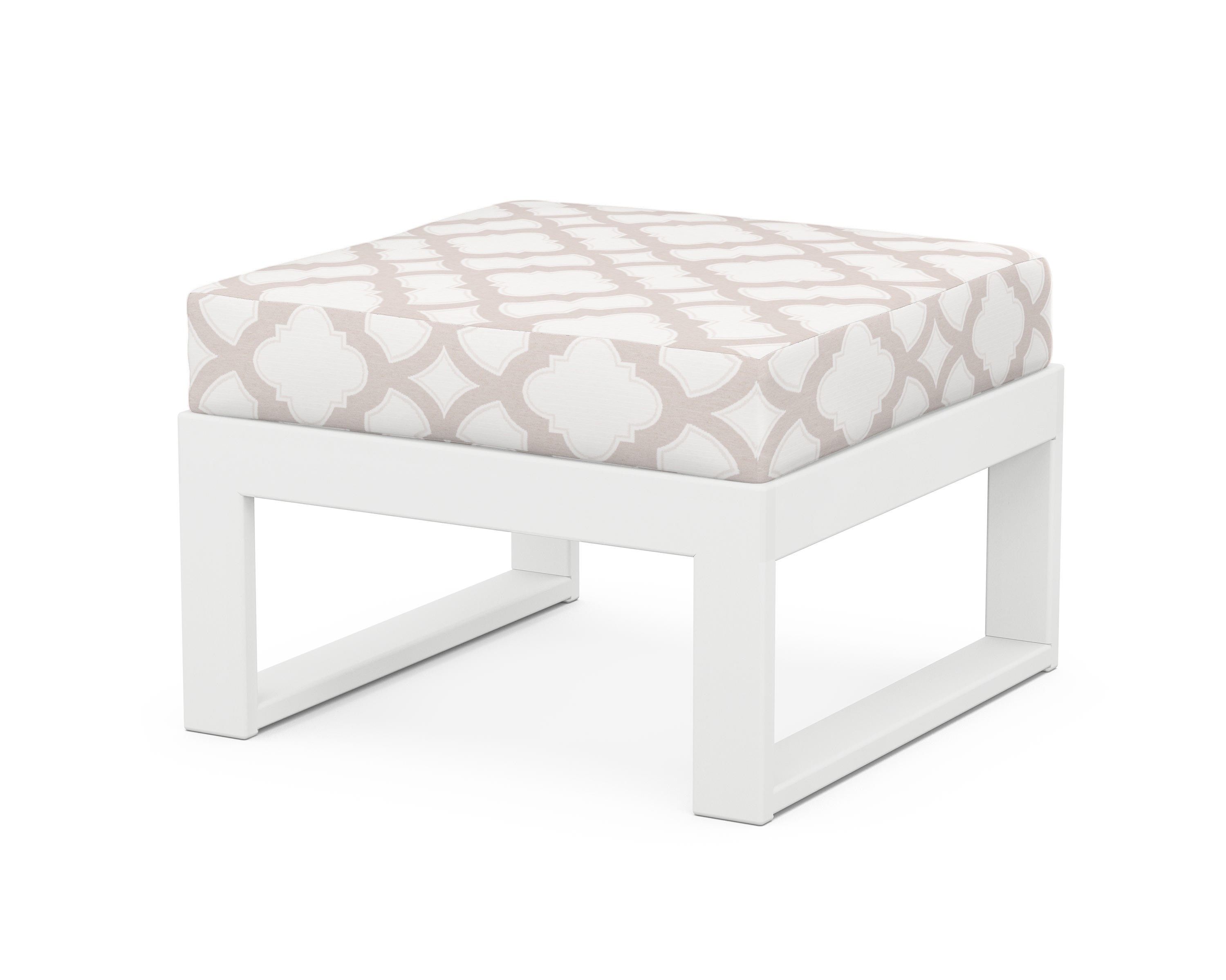 Unbranded Modular Ottoman - Modern in White / Trellis Dune Burlap