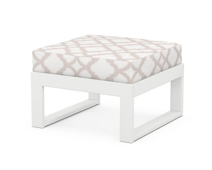 Unbranded Modular Ottoman - Modern in White / Trellis Dune Burlap
