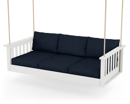 POLYWOOD® Vineyard Daybed Swing in White / Marine Indigo