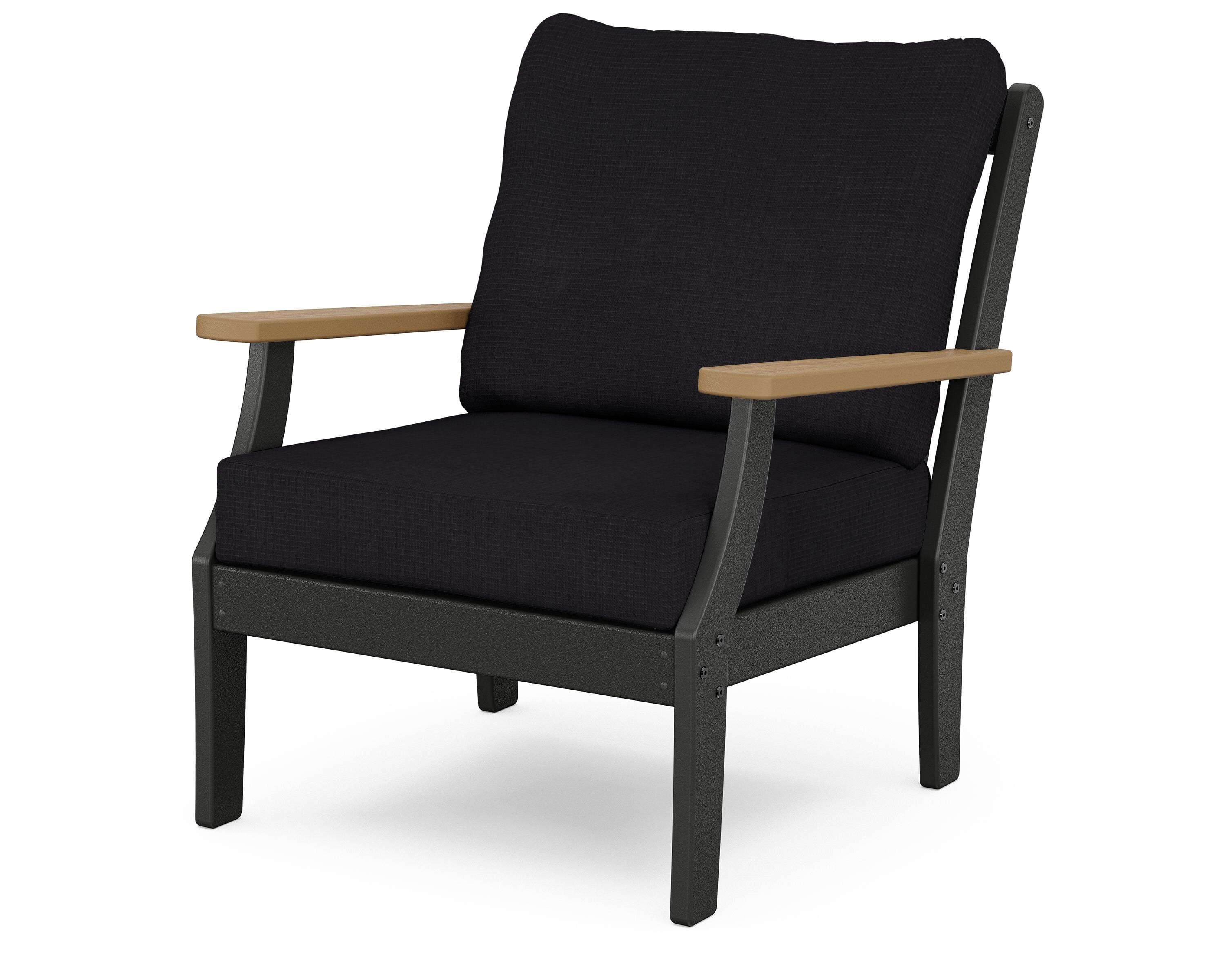 POLYWOOD® Braxton Deep Seating Chair in Black / Natural / Midnight Linen