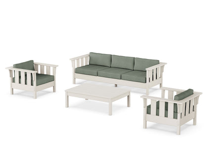 Martha Stewart by POLYWOOD® Acadia 4-Piece Deep Seating Set with Sofa in Sand / Cast Sage