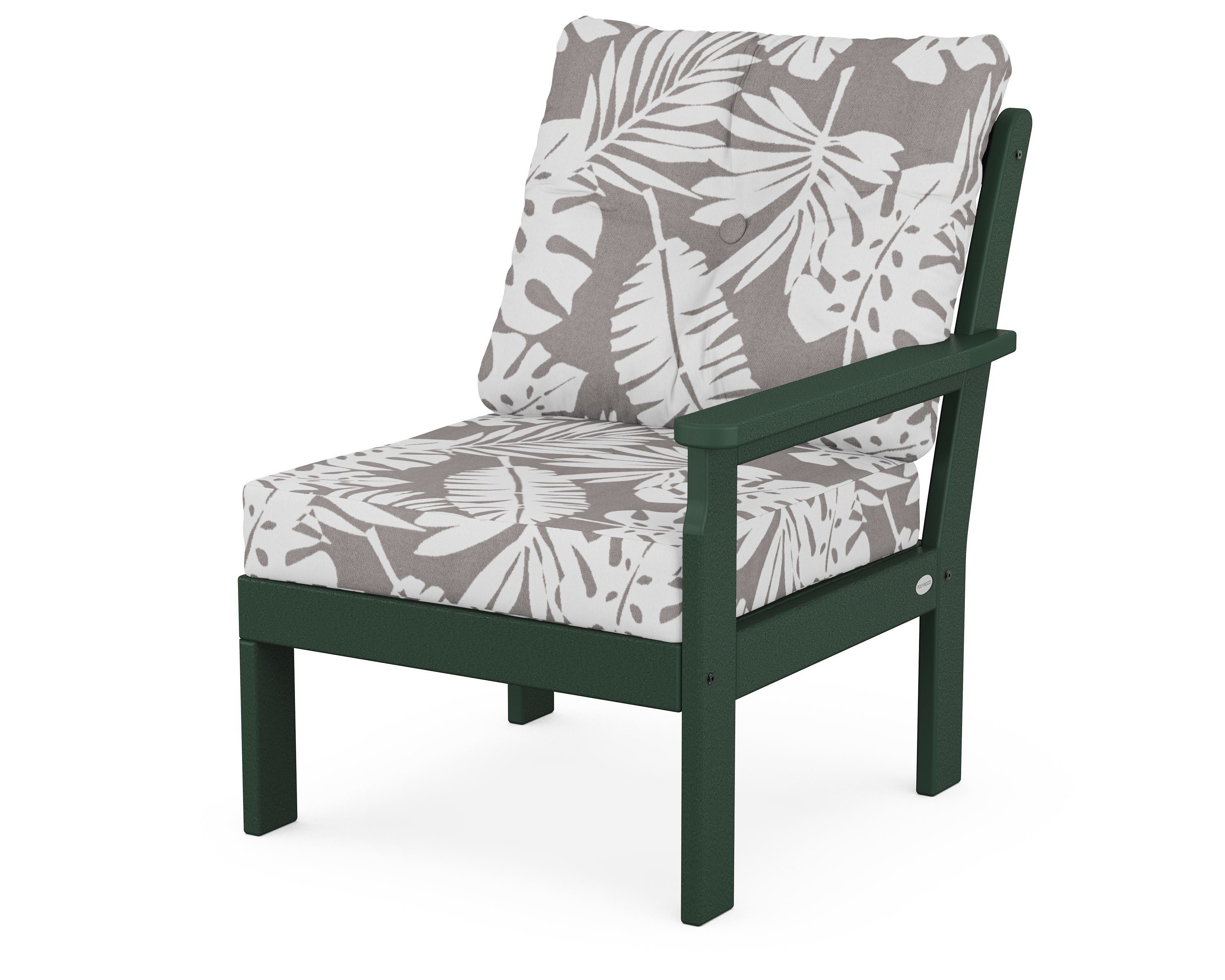 POLYWOOD® Vineyard Modular Right Arm Chair in Green / Leaf Grey Mist