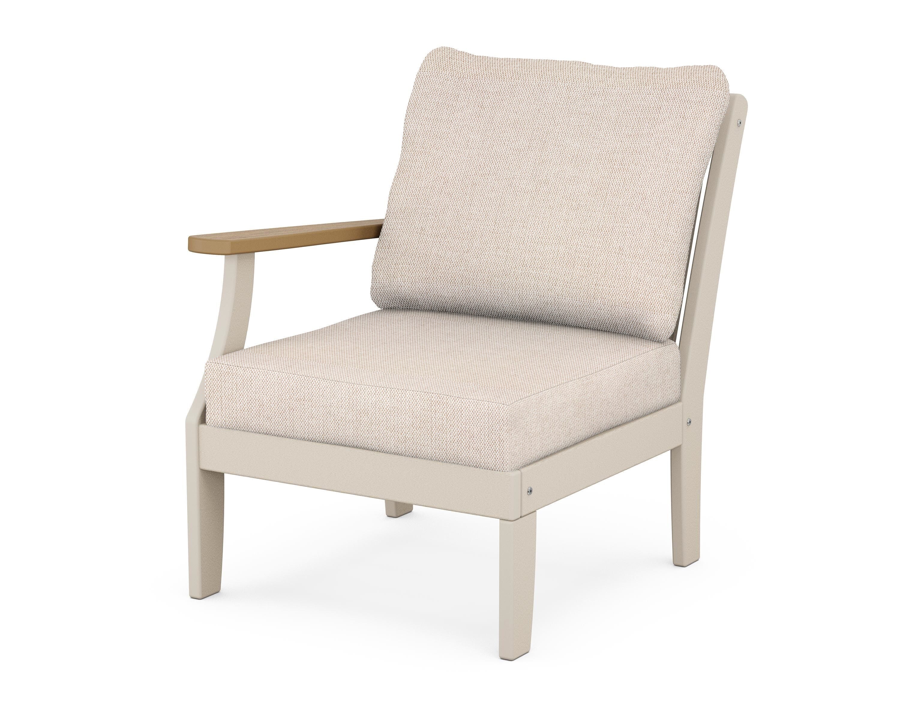 POLYWOOD® Braxton Modular Left Arm Chair in Sand / Natural / Blend Linen