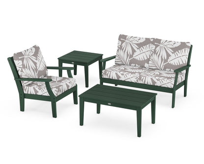 POLYWOOD® Braxton 4-Piece Deep Seating Set in Green / Leaf Grey Mist