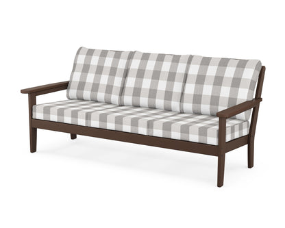 Country Living Cottage Deep Seating Sofa in Mahogany / Buffalo Plaid Grey Mist