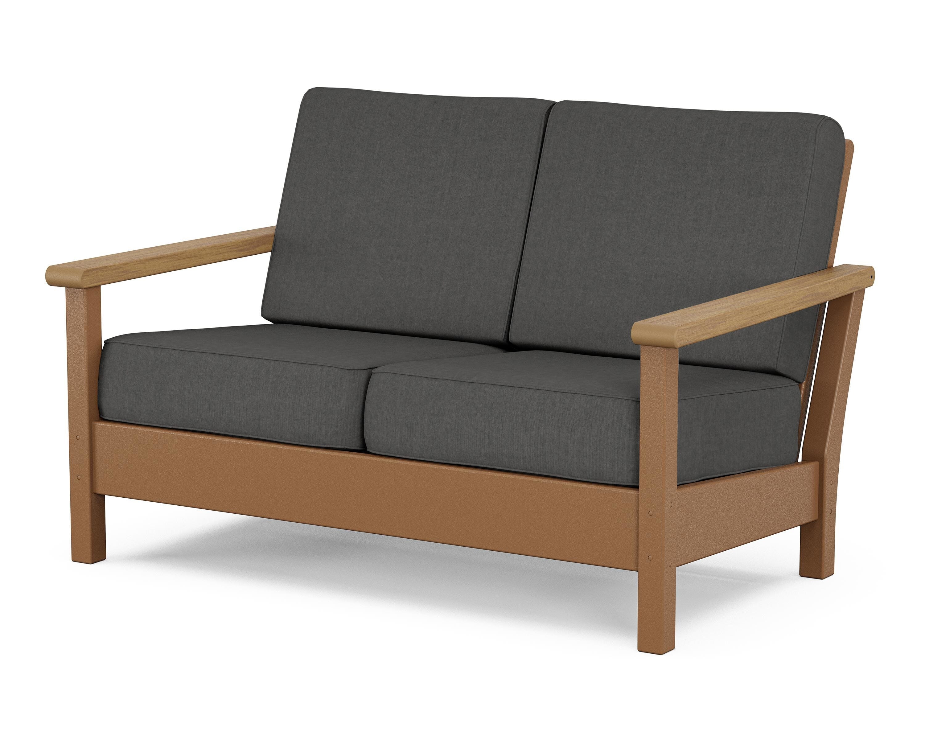 POLYWOOD® Harbour Deep Seating Loveseat in Teak / Natural / Spectrum Carbon