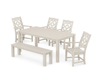 Chinoiserie 6-Piece Parsons Dining Set with Bench