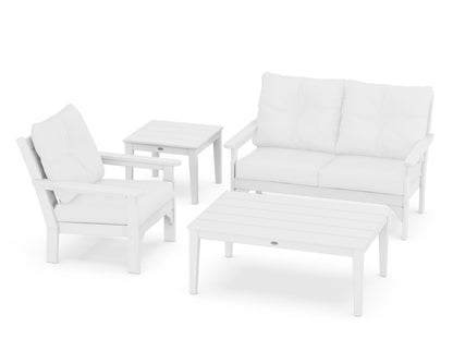 POLYWOOD® Vineyard 4-Piece Deep Seating Set in White / Natural