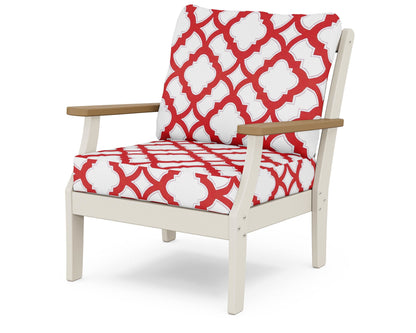 POLYWOOD® Braxton Deep Seating Chair in Sand / Natural / Trellis Crimson