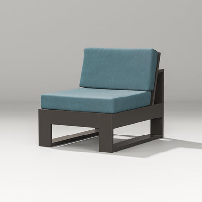 PW Designer Series Latitude Modular Armless Chair in Vintage Coffee / Ocean Teal