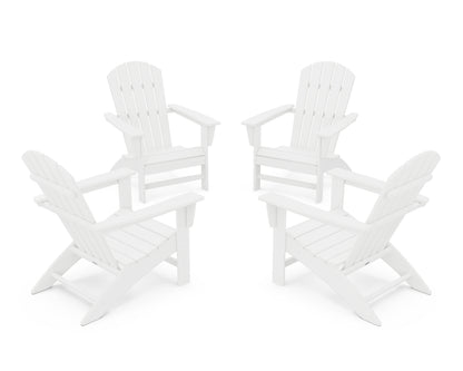 POLYWOOD® Nautical 4-Piece Adirondack Conversation Set in White