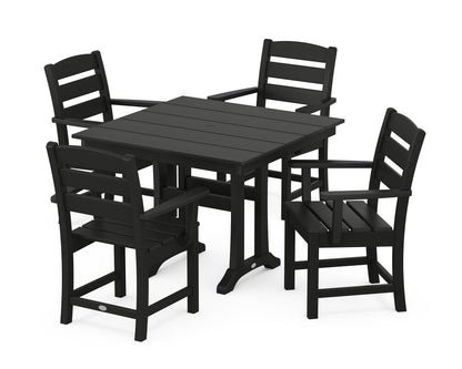 POLYWOOD® Lakeside 5-Piece Farmhouse Trestle Arm Chair Dining Set in Black