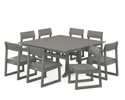 POLYWOOD® EDGE 9-Piece Farmhouse Trestle Dining Set in Slate Grey