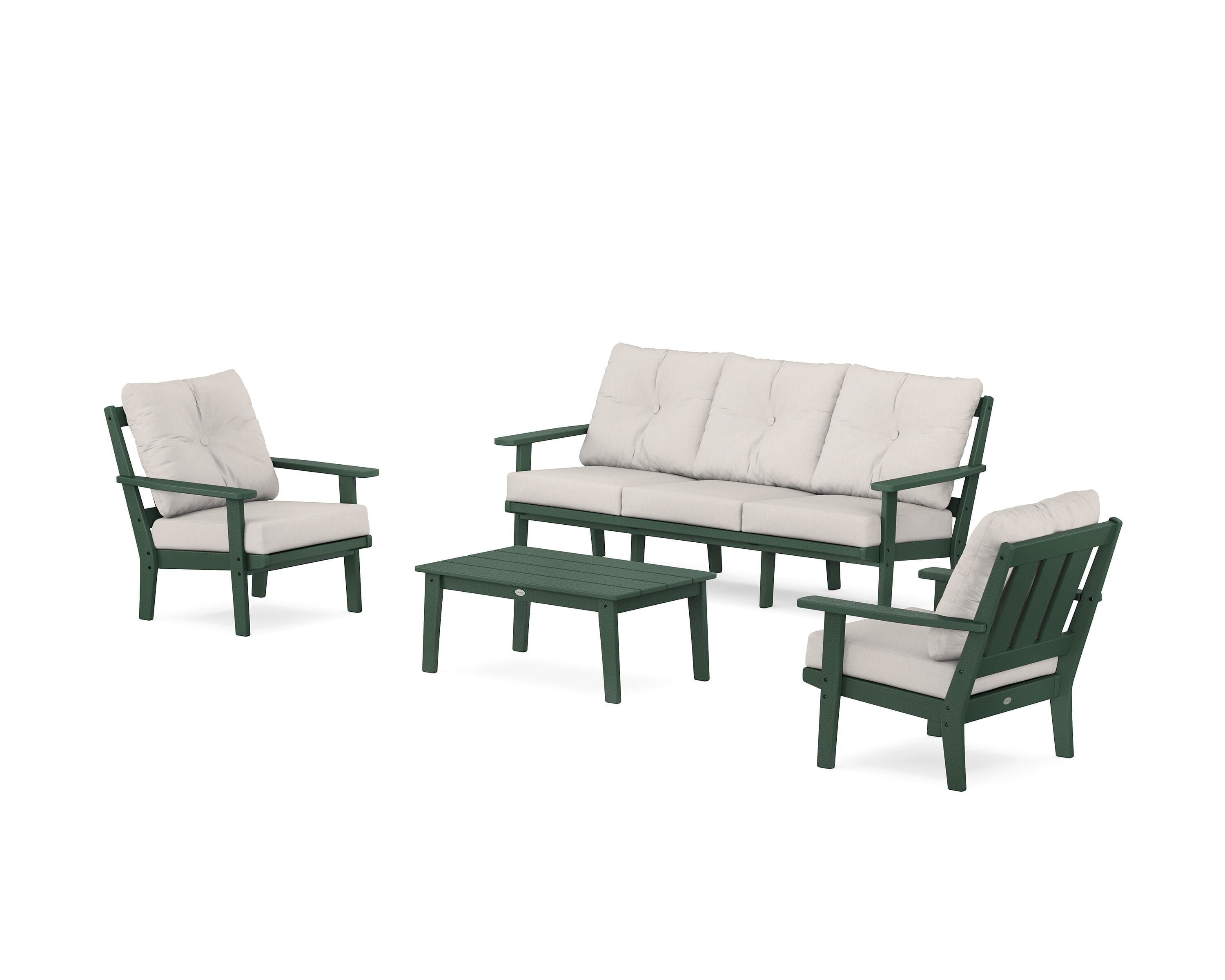 POLYWOOD® Oxford 4-Piece Deep Seating Set with Sofa in Green / Cast Ash