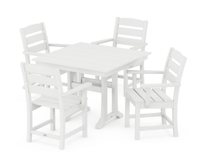 POLYWOOD® Lakeside 5-Piece Farmhouse Trestle Arm Chair Dining Set in White