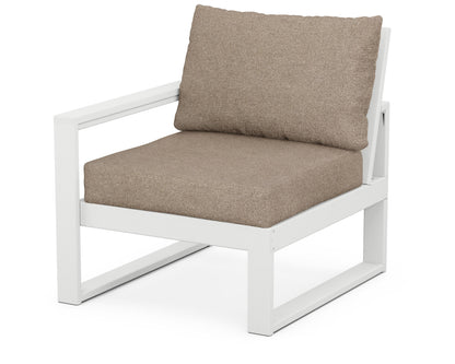 POLYWOOD® EDGE Modular Left Arm Chair in White / Spiced Burlap