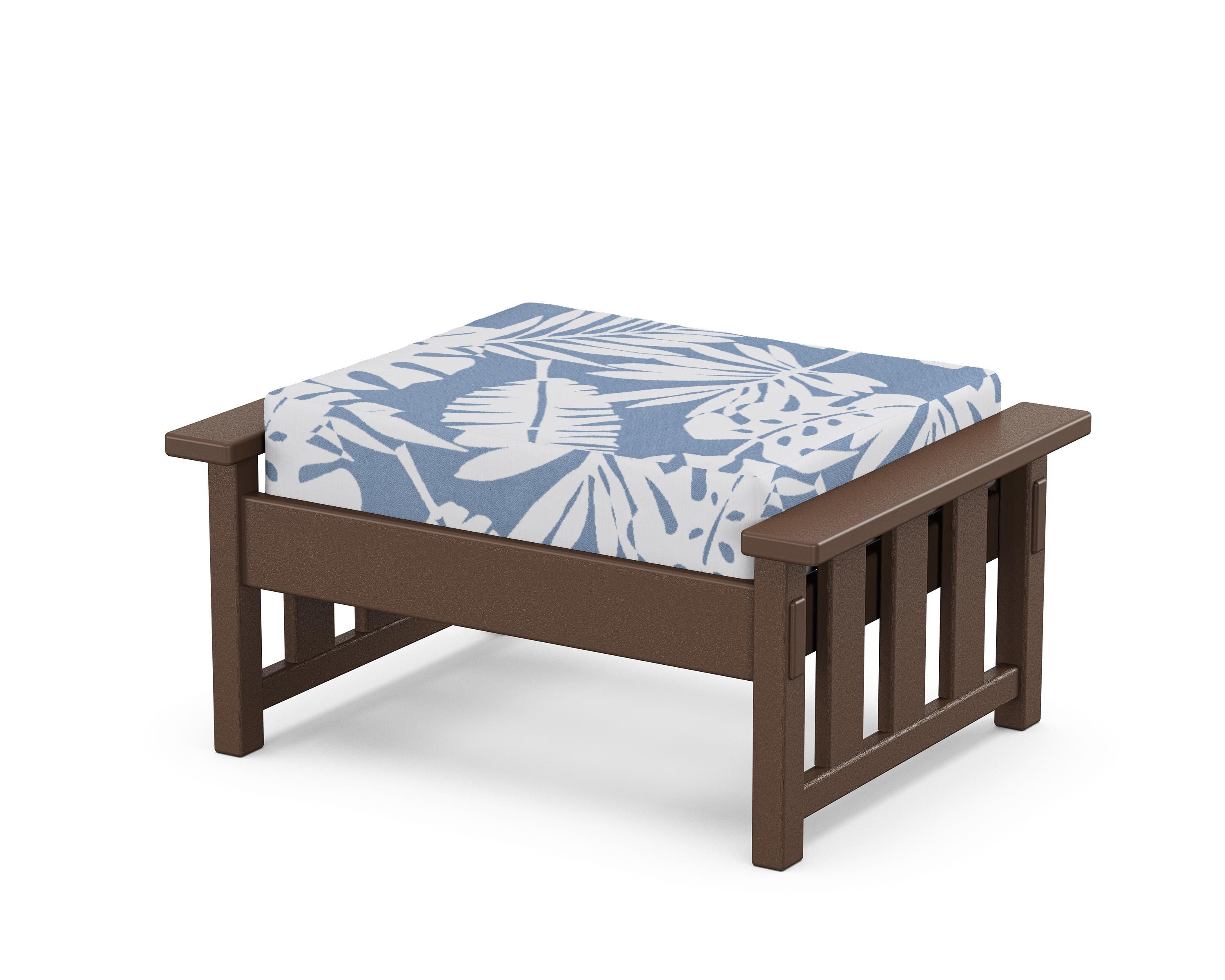 Martha Stewart by POLYWOOD® Acadia Deep Seating Ottoman in Mahogany / Leaf Sky Blue