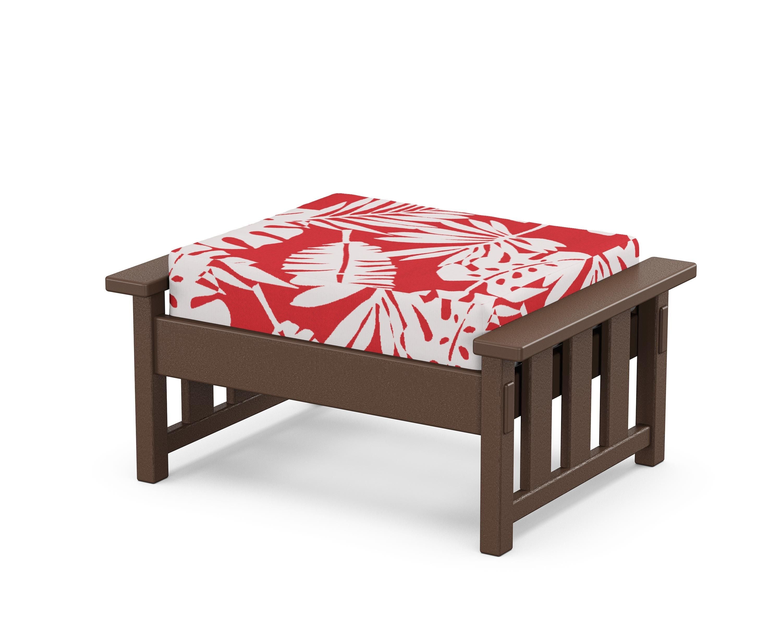 Martha Stewart by POLYWOOD® Acadia Deep Seating Ottoman in Mahogany / Leaf Crimson
