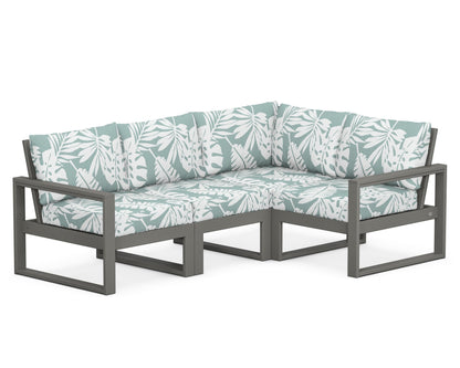 POLYWOOD® EDGE 4-Piece Modular Deep Seating Set in Slate Grey / Leaf Glacier Spa
