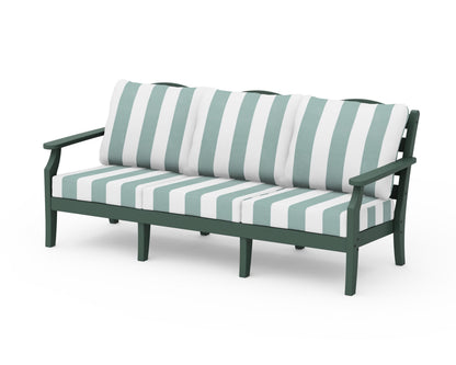 Draper James™ by  POLYWOOD® Savannah Deep Seating Sofa in Green / Cabana Stripe Glacier Spa