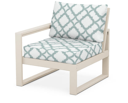 POLYWOOD® EDGE Modular Left Arm Chair in Sand / Trellis Glacier Spa