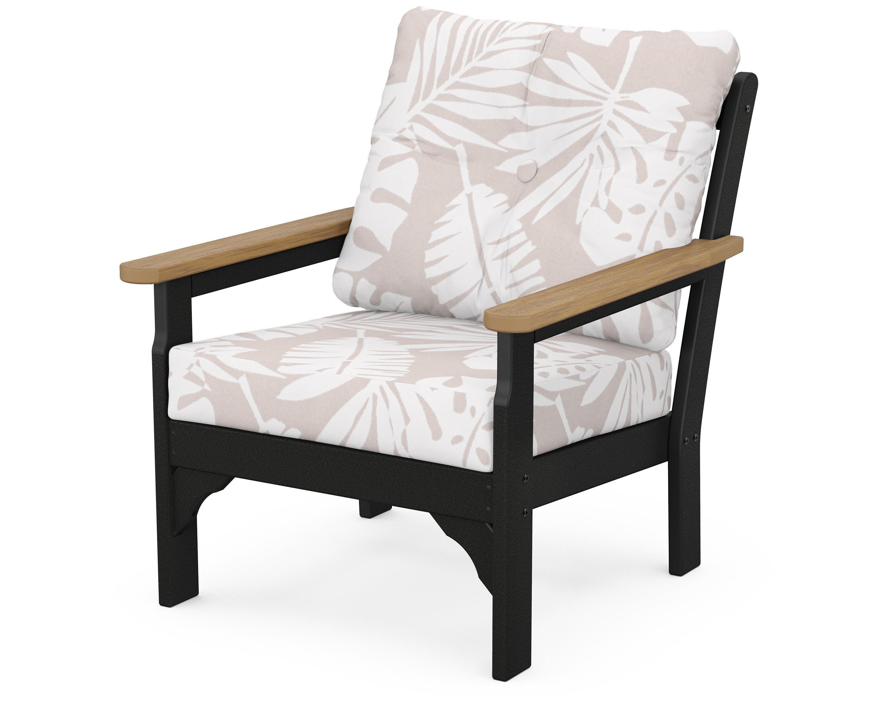 POLYWOOD® Vineyard Deep Seating Chair in Black / Natural / Leaf Dune Burlap