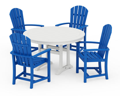 POLYWOOD® Palm Coast 5-Piece Round Dining Set in Pacific Blue / White