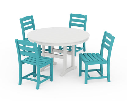 POLYWOOD® La Casa Café Side Chair 5-Piece Round Farmhouse Dining Set in Aruba / White