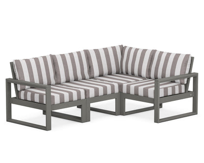 POLYWOOD® EDGE 4-Piece Modular Deep Seating Set in Slate Grey / Cabana Stripe Grey Mist