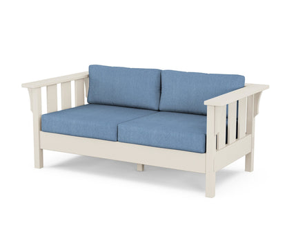 Martha Stewart by POLYWOOD® Acadia Deep Seating Loveseat in Sand / Sky Blue