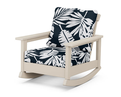 POLYWOOD® Prescott Deep Seating Rocking Chair in Sand / Leaf Marine Indigo