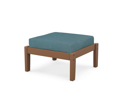 Unbranded Deep Seating Ottoman in Teak / Ocean Teal