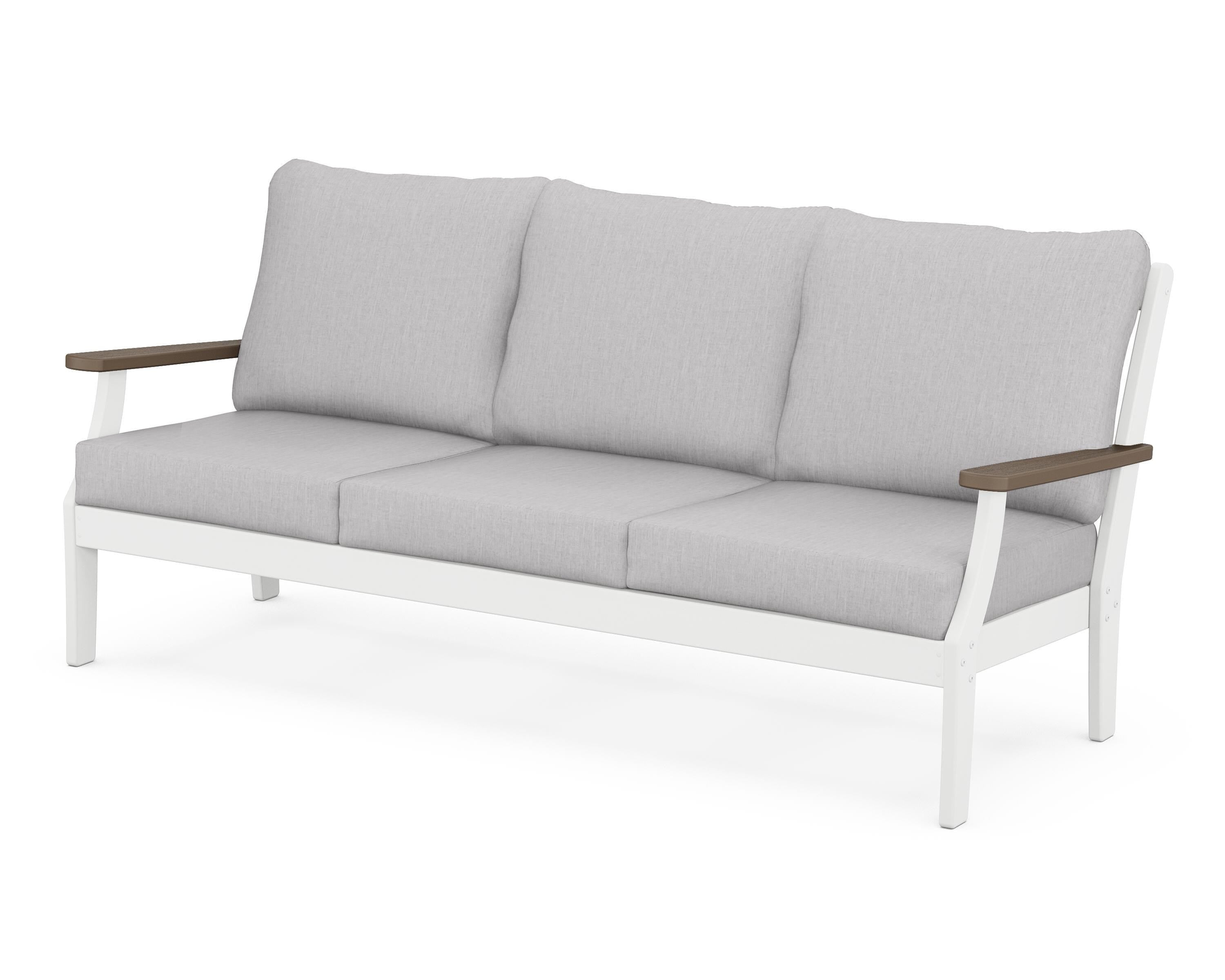 POLYWOOD® Braxton Deep Seating Sofa in White / Kona / Granite
