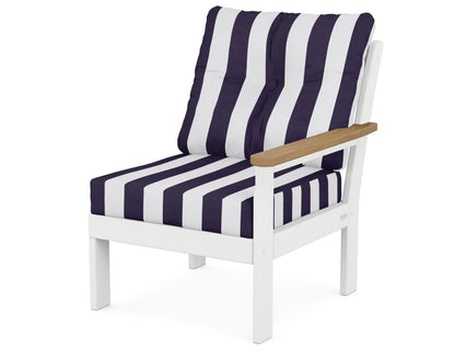POLYWOOD® Vineyard Modular Right Arm Chair in White / Natural / Cabana Stripe Navy